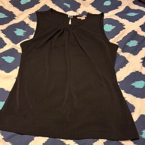 Banana Republic Black Sleeveless Pleat-Front Blouse